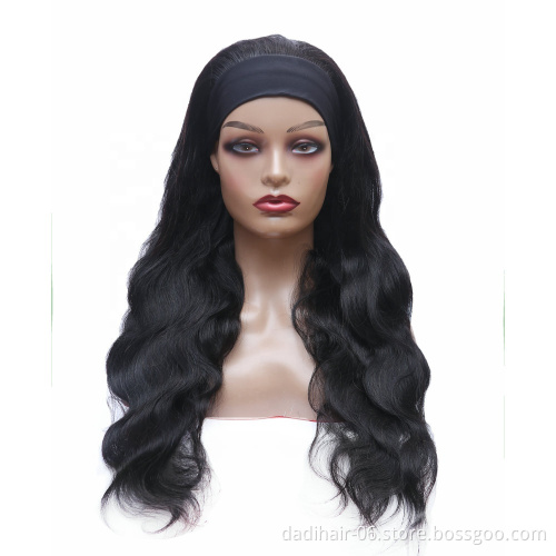 Longer Popular Wholesale 100% Virgin Human Hair Machine Made Body wave Headband Human Hair Wigs For Black Women
